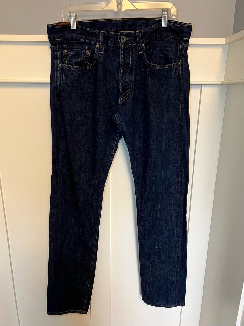 ntage J. Brand raw blue selvedge denim slim skinny jeans